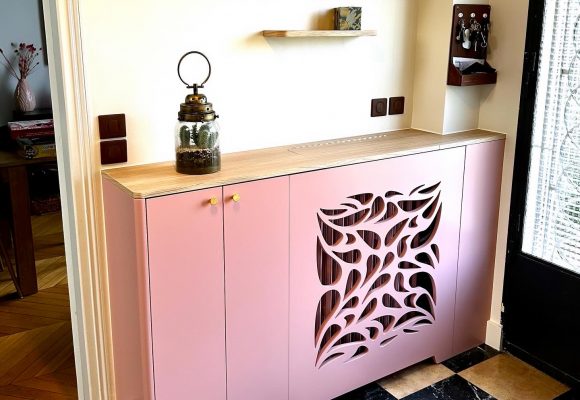 Meuble entrée rose
