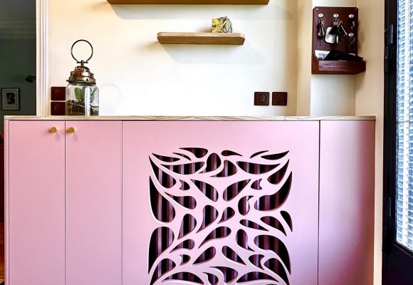 Meuble entrée rose