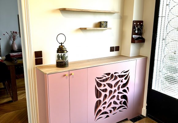 Meuble entrée rose