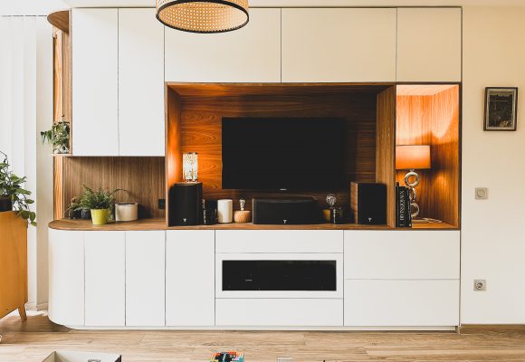 Meuble TV Blanc et noyer Meuble TV Blanc et noyer