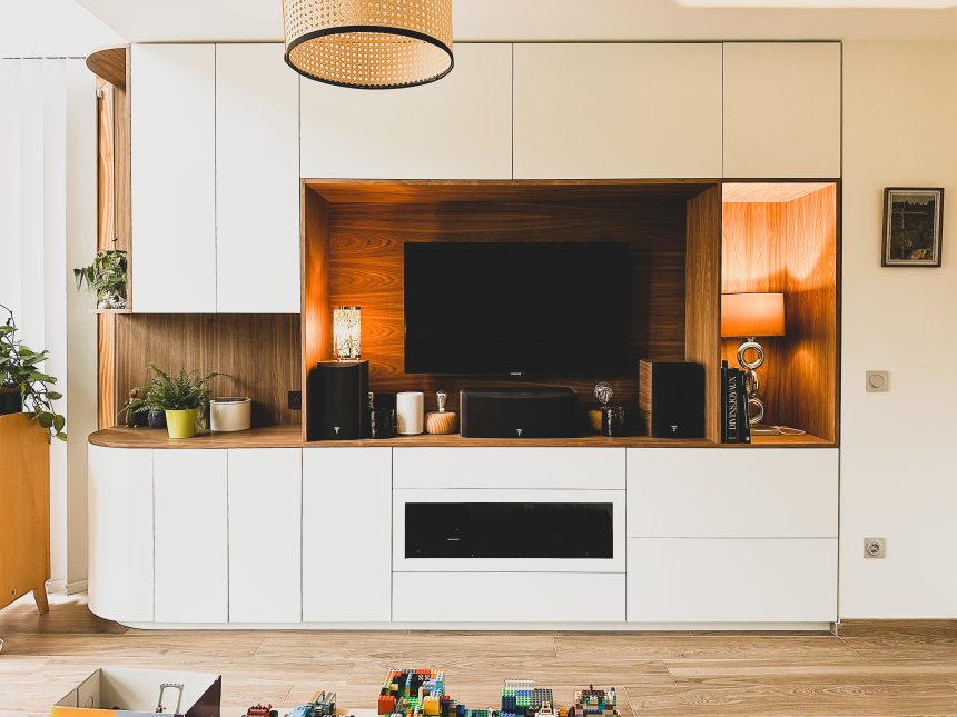 Meuble TV Blanc et noyer